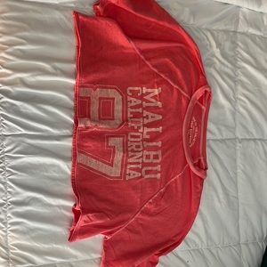 pink cropped Aeropostale boyfriend tee